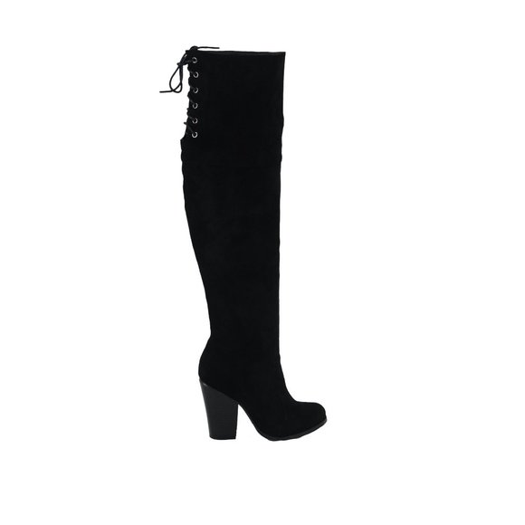 Chase & Chloe Max-2 Women's Over The Knee Thigh High Suede Chunky Heel Boots - Picture 2 of 4